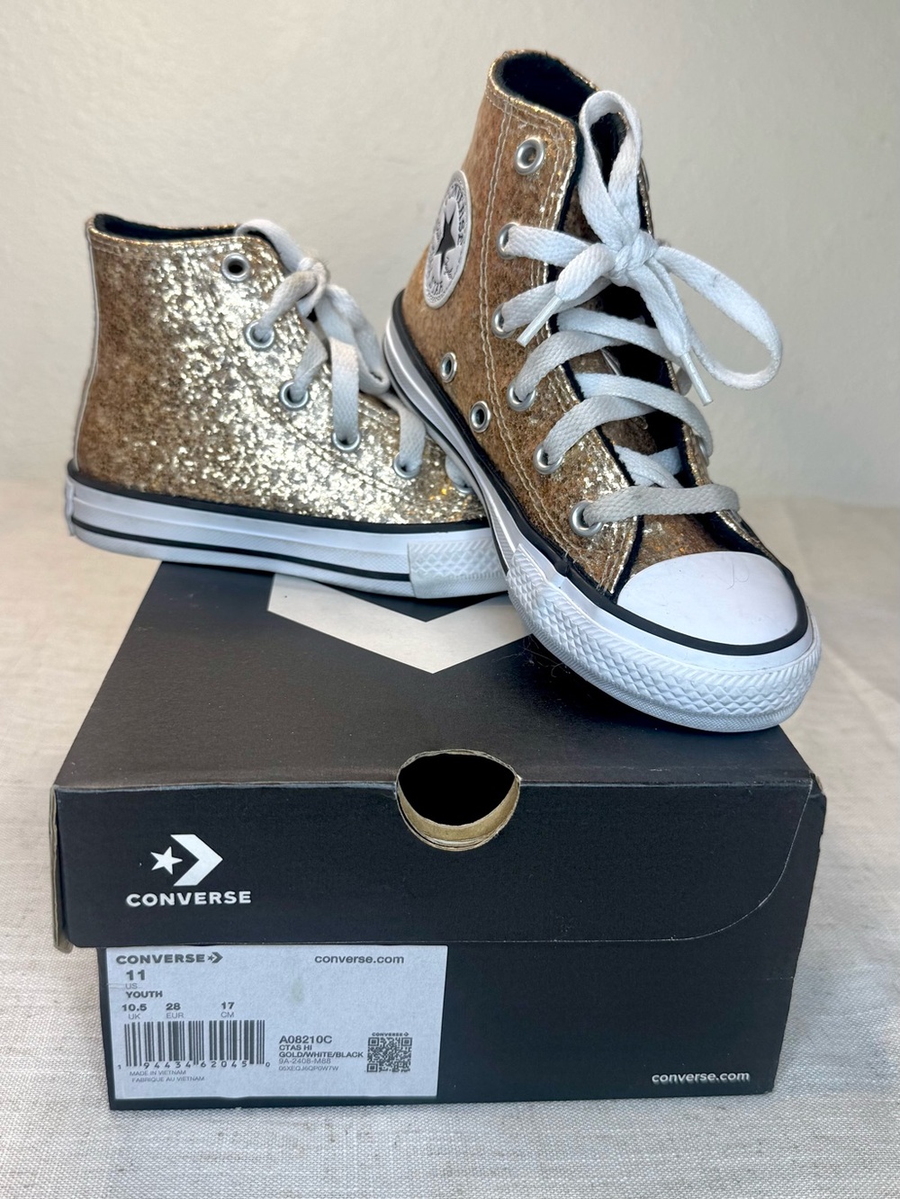Converse Kids Gold Glitter High Top Sneakers